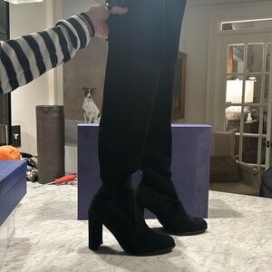 Stuart Weitzman Hiline Black Stretch Suede Boots- barely worn